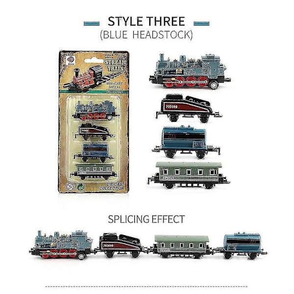 Mini Simulerings Damptog Træk-Tilbage Togmodel Diecasts Lokomotiv Legesæt Legetøj til Børn Drenge Piger blue