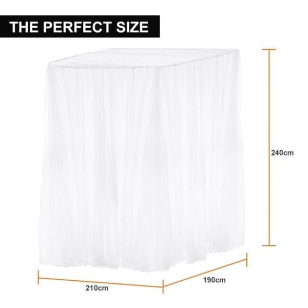 ZILONG Myggnät för enkelsängar och dubbelsängar, 4 öppna sidor 190*210*240cm Stort dekorativt myggnät i polyester