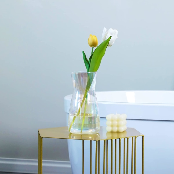 Kvalitets klart dekorativt glass blomstervase - rustikk hjemmeinnredning for moderne gårdshus, ideell hylle, bord og inngangsdekor, patentert design, skinnende