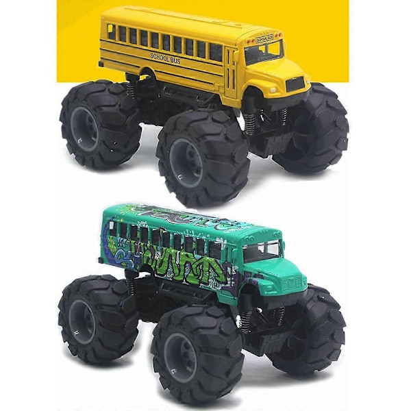 Skolebuss Monstertrucks Støpt 1:43 Gul Leker Biler Modeller Metall Trekk Tilbake Lekebiler For Barn