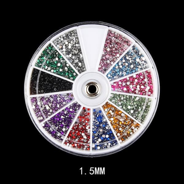 Neglekunst Strasspakke med 1200 Premium Kvalitets Edelstener - Dekorative Strass med Hjul