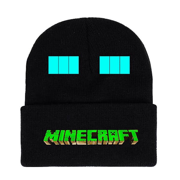 Minecraft Spel Tryckt Stickad Mössa Barn Pojkar Flickor Trendig Klassisk Vinter Ull Varm Skidmössa Vikbar Present C