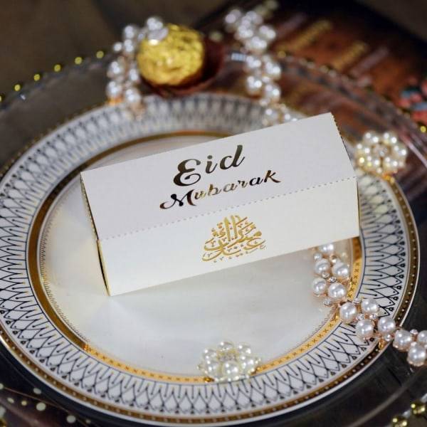 10 stk. Eid Mubarak slikæsker Ramadan slikpose SORT sort