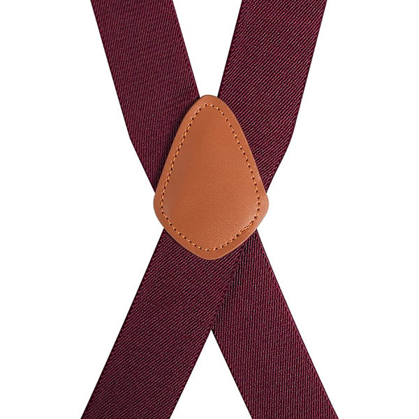 Miesten haalareita 4 koukku-soljella housuille, Vintage-haalareita miehille Raskaankaltainen säädettävä elastinen X-muoto (Burgundy)