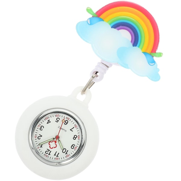 Uttrekkbar Rainbow Badge Watch Bærbar sykepleierklokke gave til jenter kvinner