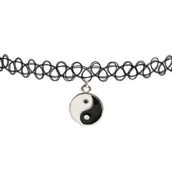 Choker - Yin Yang - Tatuering - 90-tal Spets halsband