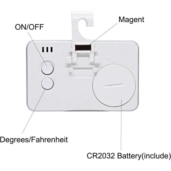 Kyltermometer Kyltermometer, 2-pack LCD Digital Kyl Frys Termometer Monitor med Hängande Hacke och Retraherbart Stativ