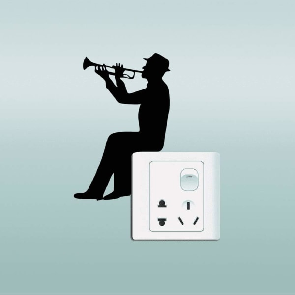 Musikk silhuett lysbryter klistremerke trompet veggdekor musikkelsker hjemmeinnredning