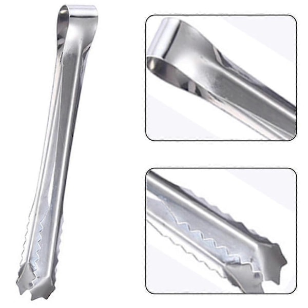 Tång för Isbehållare, Matserveringstång i Rostfritt Stål, Med Klorgreppständer För Isblock Sockerbitar Bar Hotell Hem & Kök (silver)[hsf] 430material 8inches