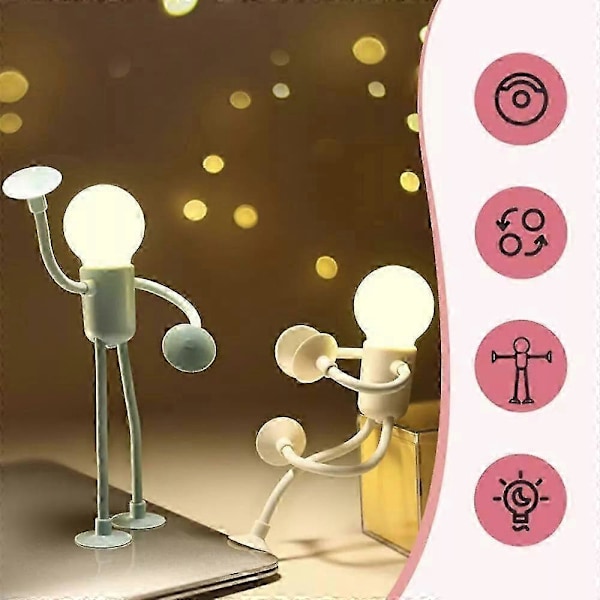 Formskiftende Sjov Sportsmand Natlampe Knap Batteri Bordlampe Alsidig Mini Lampe Kreativ O Pink