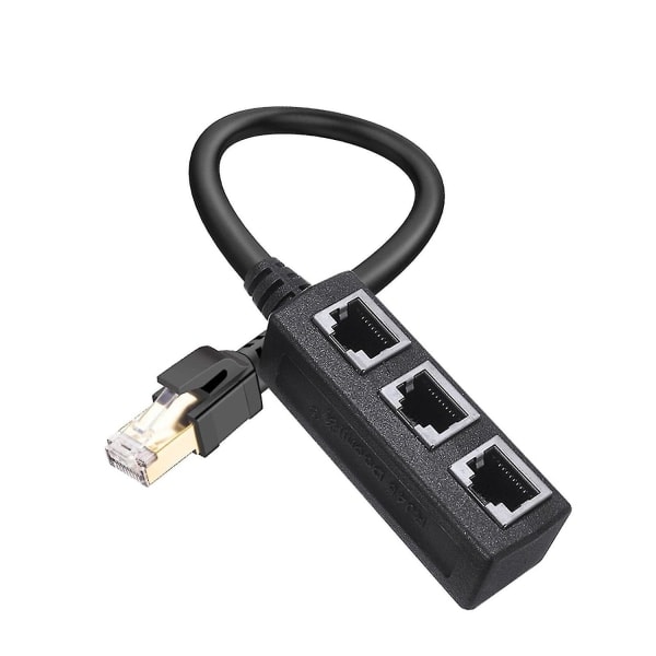 RJ45 Ethernet-kontaktdeler 1 til 3 Sokkel Internettkabel Cat 5 6 7