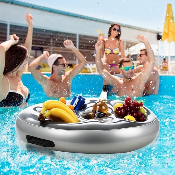 2-i-1 Oppustelig Flydende Kopholder - 8 Huller Oppustelig Pool Kopholder til Sommer Poolfester Flydende Bar