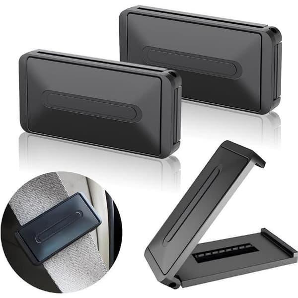 Sikkerhetsbelteklips - KZQ - 5,3 cm justering - Svart - 2 stk - Slitesterk plast