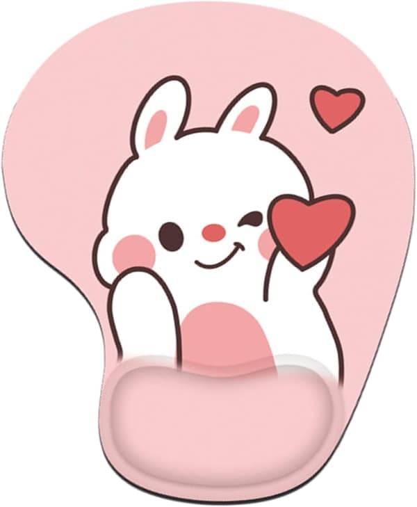 Kanin Kjærlighet Hjerte Musematte Håndleddsstøtte Rosa Søt Håndleddsstøtte Kawaii Skrivebordstilbehør Sklisikker Ergonomisk Musematte for Kontor
