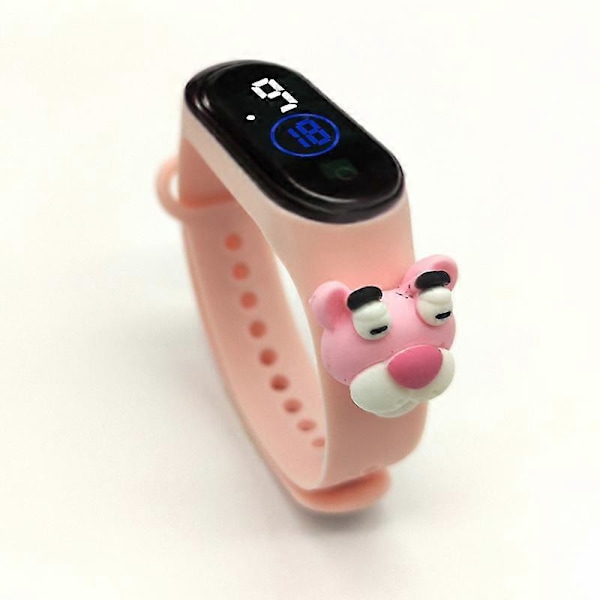 Digital sportklocka för barn, vattentät utomhusklocka, elektronisk handledsklocka, söt och färgglad för pojkar Skin Color Pink Panther