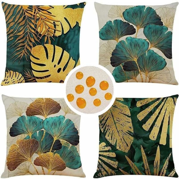 Sett med 4 firkantede putetrekk 45 x 45 cm - Miljøvennlige lintrekk - Usynlig glidelås - Sofadekorasjon