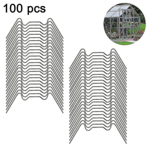 100 rustfrie stålklemme for glass, W-type drivhusklemme, for drivhus null ingen