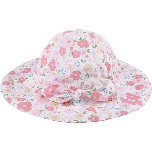 Baby Girls Solhatt UPF 50+ UV-skydd, Baby Summer Solhatt med Justerbar Hakrem (18 månader-5 år)