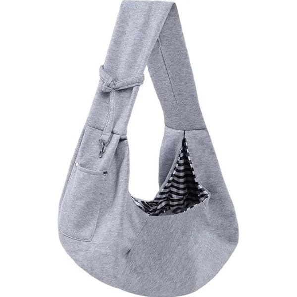 Frontvendt kæledyrstaske til katte og små hunde op til 10 kg, vandtæt polyester, grå, 75x60x12 cm