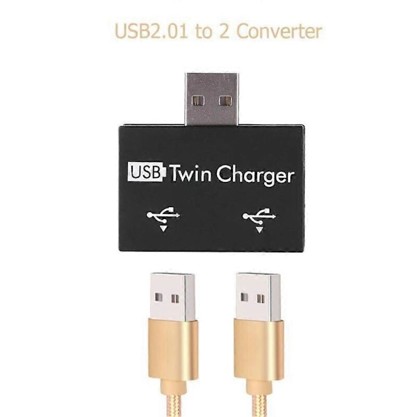 USB 2.0 Han til Dobbelt Hun Oplader Dual 2 Port USB Dc 5V Opladningssplitter Hub Adapter Konverter C