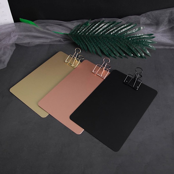 Metallisk Klippbrett Skrivepute Filmapper Dokument Holder Skoleartikler Gaver Golden