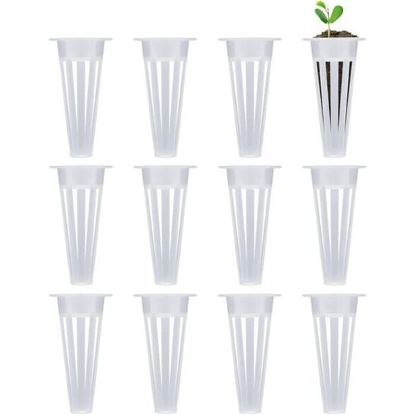 12 plastik hydroponiske vækstkurve, erstatningsnetpotter til planter, hvid