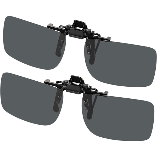 Clip-on solglasögon 2-pack, polariserade linser passar över receptglasögon, fällbara ramlösa myopi närsynta solglasögon för män kvinnor