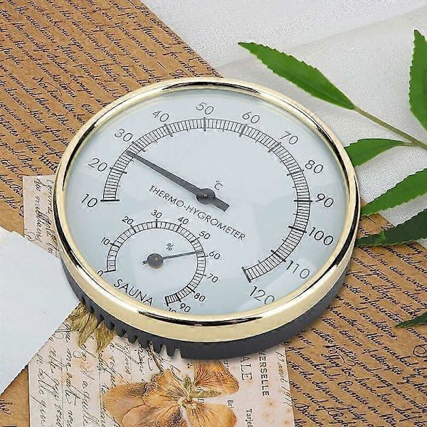 Digital Basturum Termometer Hygrometer Luftfuktighet Temperaturmätare, Basturum Hygrometer Guldklocka Bastutillbehör 100X31mm