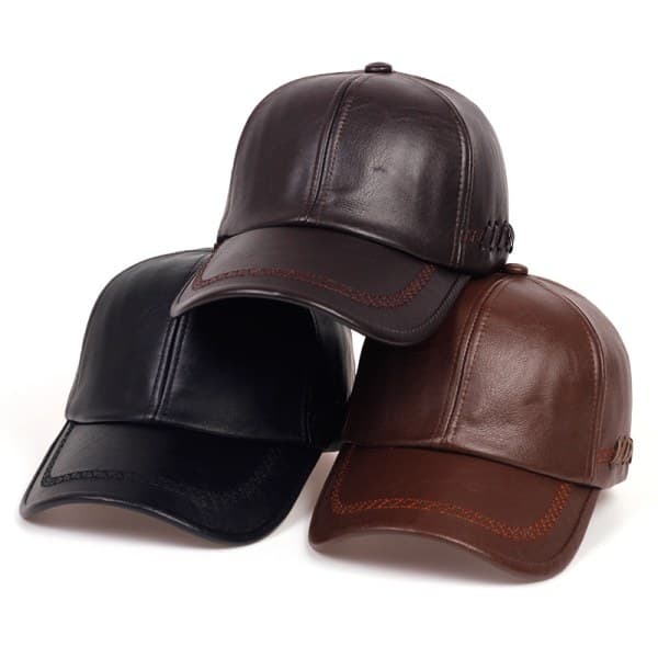 Lær caps for menn, trendy baseball caps