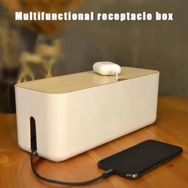 Kabelboks Strømskinne Ledningsboks Lader Socket Organizer Linje S Hvit