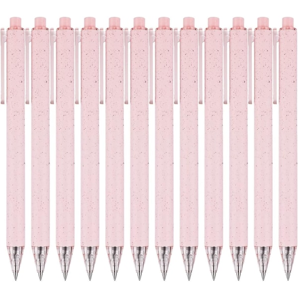 12 STK tilbagetrækkelige gelpenne sæt med sort blæk Bedste penne til glat skrift og behageligt greb Fantastisk til skole, kontor eller personlig brug (Pink)