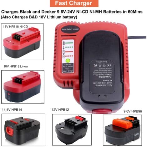 Til Black & Decker BDFC240 9.6V-24V Elværktøj NiMH NiCd Batterioplader