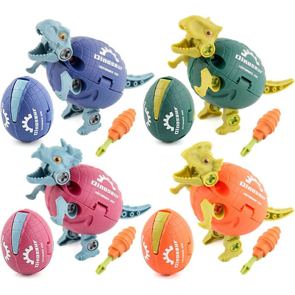 2 Set 8st Plockbara Dinosaurieägg Leksaker, Bygg Dinosaurier Lekset med Manuell Skruvmejsel, Dinosaurieägg Transformationsleksak ST-4