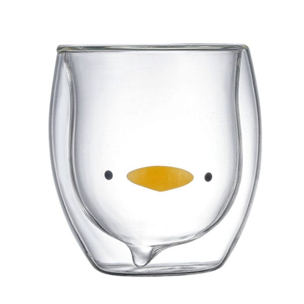 Sød Kaffekrus Tekop Mælkekop Dobbeltlags Glas Bjørn Ælling Tegneserie, 100% NY Multicolor Duckling
