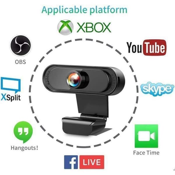 Webcam 1080P - Fuld HD - Støjreducerende mikrofon - USB Plug and Play - Kompatibel med Windows/Mac
