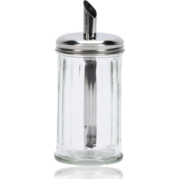 Classic Retro Cafe Glass Sugar Dispenser Shaker Large Stainless Steel