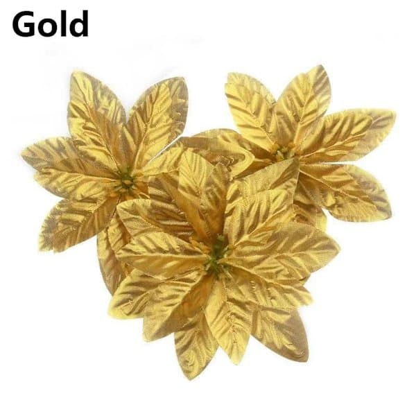 10 st 14 cm Julgransblommor Glitter Ornament silver silver