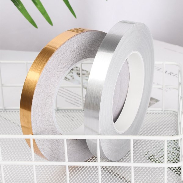 50m/rull dekorativ tape flis klistremerkesøm linje Silver 1.5cm Width