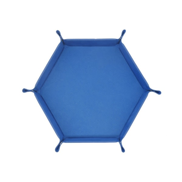Tärningsbricka i läder, hopfällbar tärningsbricka i hexagonform, lämplig för tärningsspel Blue