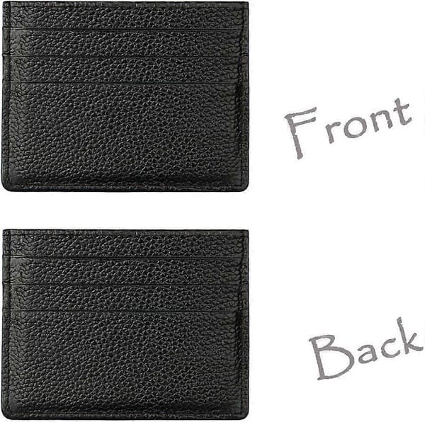 RFID-skydd Äkta Läder Unisex Slim Kreditkortsfodral Black