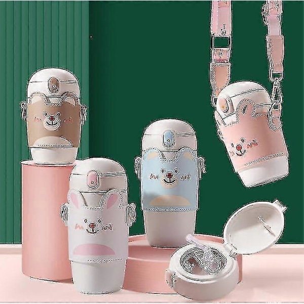 Isolert Vannkopp For Barn Crossbody Vannflaske Bærbar Kopp For Utendørs Blue Bear 450ml