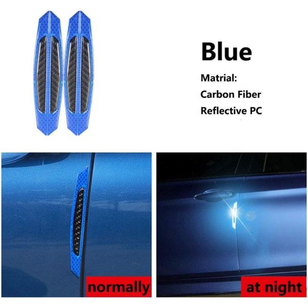 Reflekterende tape-klistremerker Beskyttere Støtfanger Ripe Anti-kollisjonsbeskyttelse Strip natt Sikkerhetsadvarsel Auto Decal Dør-klistremerke (blå+ svart)