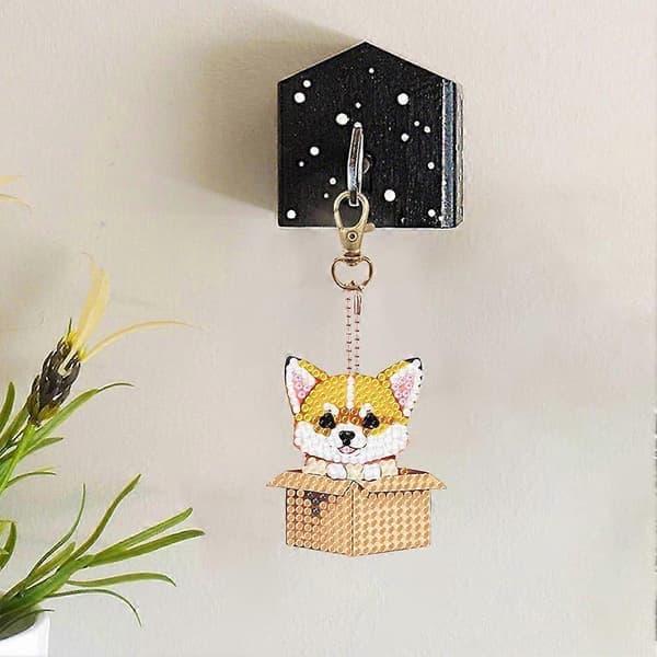 DIY diamantmaleri nøkkelring søt valp