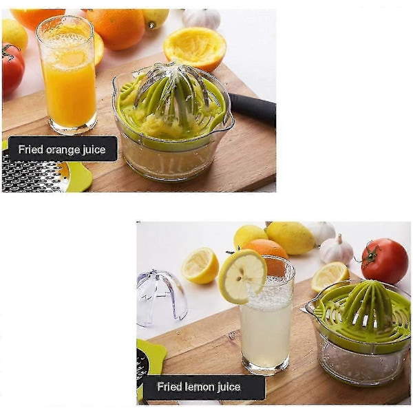 4-i-1 Juicer, Citrus Lemon Appelsin Håndpresser Æggehvide Separator Med 2 Skridsikre Rivejern, Si, Rivejern Og Målebæger (384 ml)