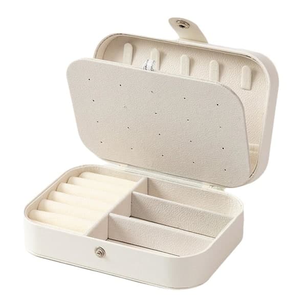 Simpel Premium Organizer Ørering Halskæde Ring Organizer Tilbehør Dobbelt Skuffe Bærbare Æsker V2w1 Hvid One size White One size
