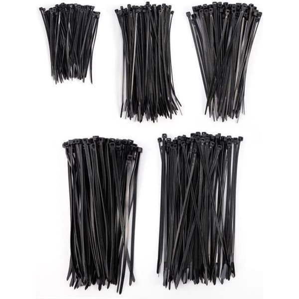 Kabelbindere - Uspecificeret - 500x Selv-låsende Kabelbindere - Nylon - Sort - 5 Størrelser