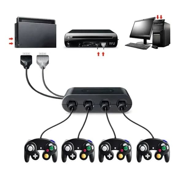 GameCube Controller Adapter til USB Kompatibel med Switch / PC / Wii U
