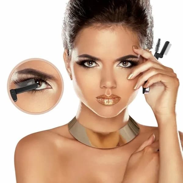 Style A foldbart øjenvippe- og øjenbrynskam-sæt, mascara-separator, dobbeltendet børste, 4 dele
