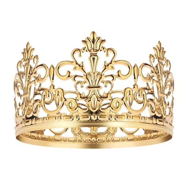 Kagepynt i realistisk metal kroneform - kongelig tema til babyshower-dekoration S Golden