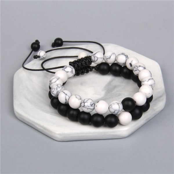 Howlit Armbånd Sort Mat Agat Armbånd Par Armbånd Distance Armbånd Energi Perler Armbånd Til Alle Valentinsdag Gave